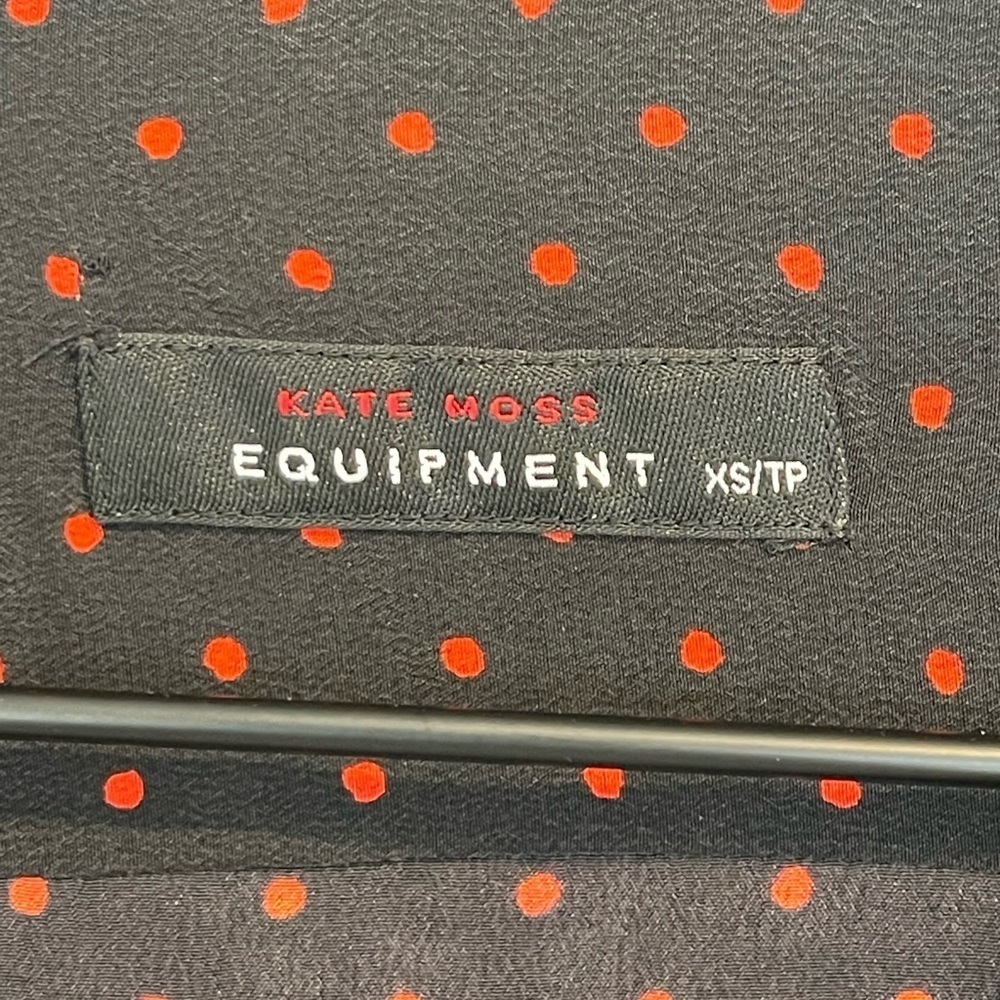 Equipment Kate Moss 100% Silk Shirt Dress, Black With Red Polka Dots, Size XS - Picture 5 of 16